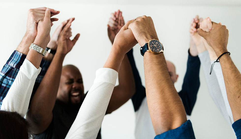 diverse group holding hands, showing social connectedness