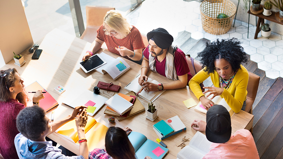 diverse group of people brainstorming