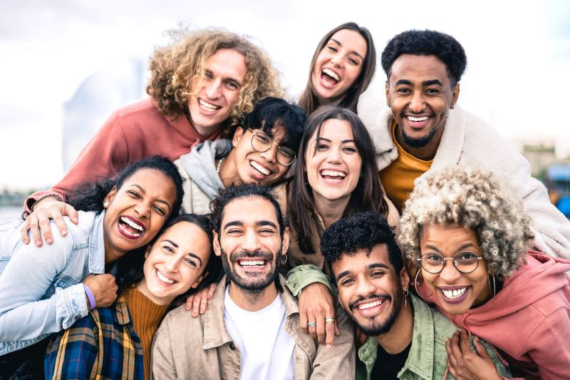 Happy diverse group of people