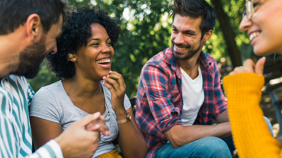 diverse group of people hanging out