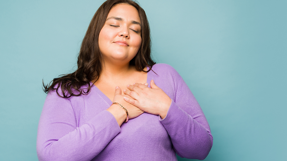 lady feeling her heart