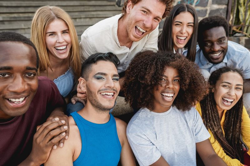 Group of diverse people smiling