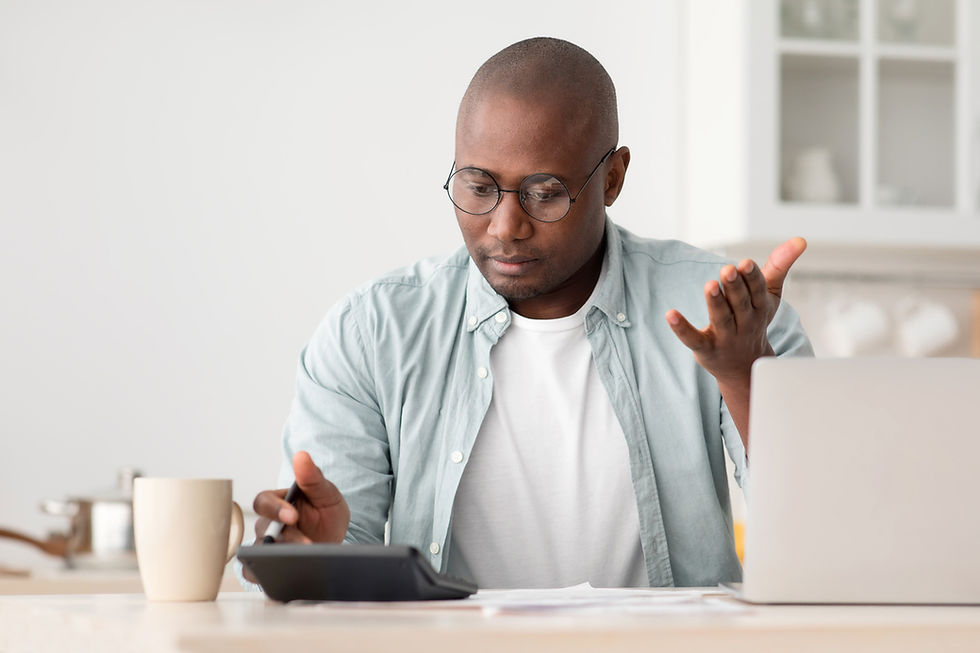 man tracking his expenses, savings