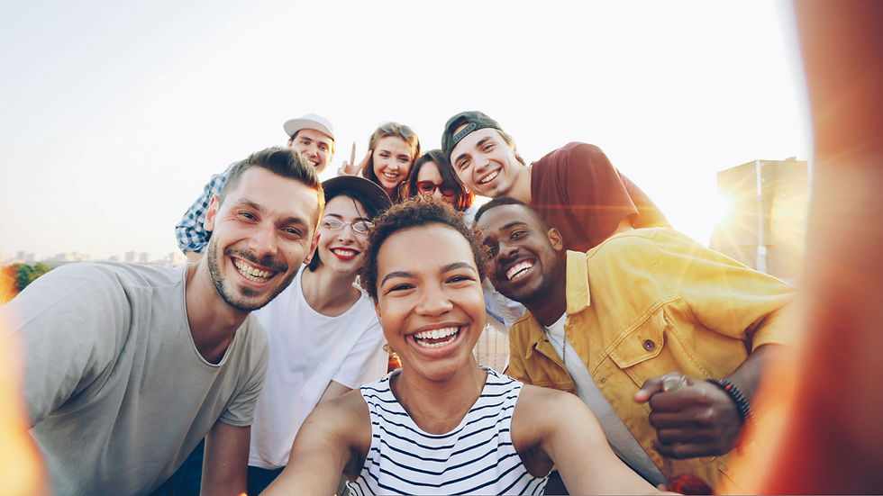 diverse group of happy friends