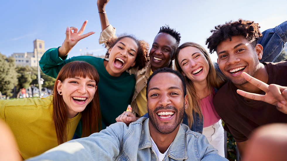 Happy diverse group of friends