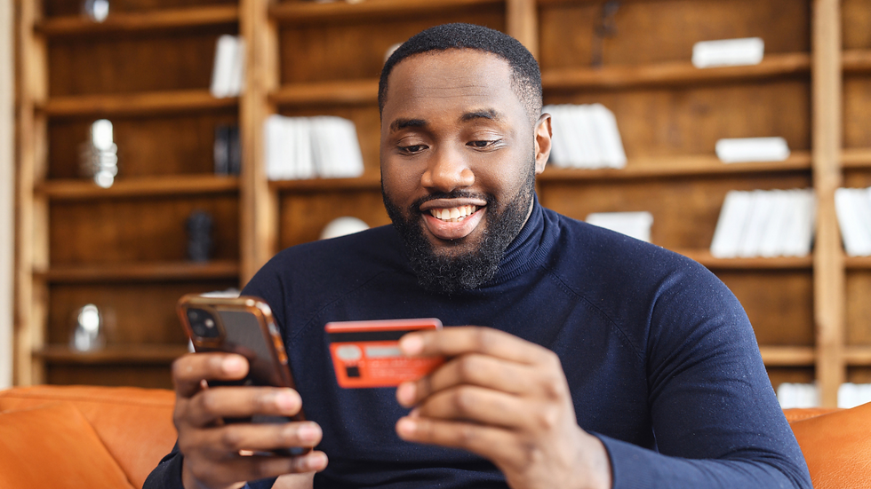 man paying using credit card