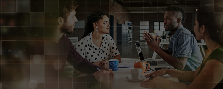 diverse group of people having meeting